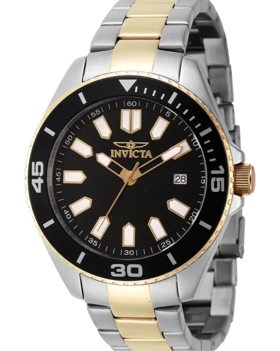 Ανδρικό ρολόι Invicta Pro Diver 46319, Μαύρο καντράν, Μπρασελέ από Ανοξείδωτο ατσάλι