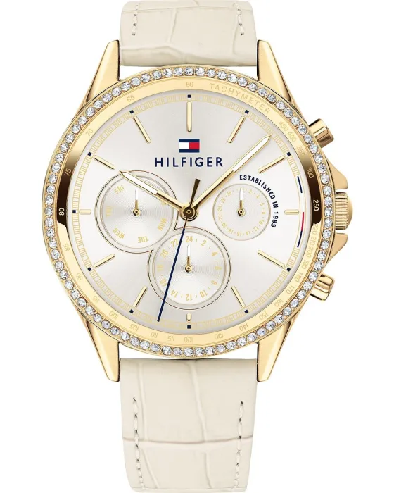 Γυναικείο ρολόι Tommy Hilfiger Ari 1781982, Μπεζ καντράν, Λουρί από Δερμάτινο