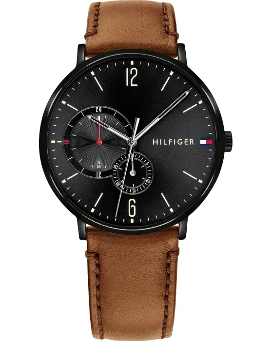 Ανδρικό ρολόι Tommy Hilfiger Brooklyn 1791510, Μαύρο καντράν, Λουρί από Δερμάτινο