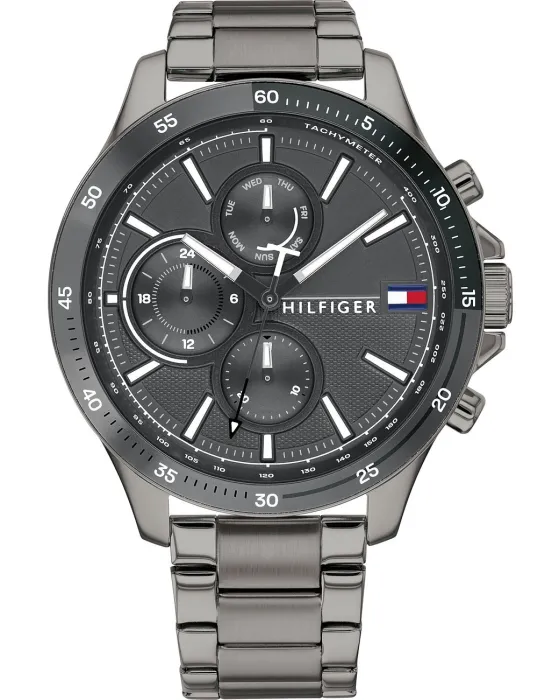 Ανδρικό ρολόι Tommy Hilfiger Bank Multifunction 1791719, Ανθρακί καντράν, Μπρασελέ από Ανοξείδωτο ατσάλι