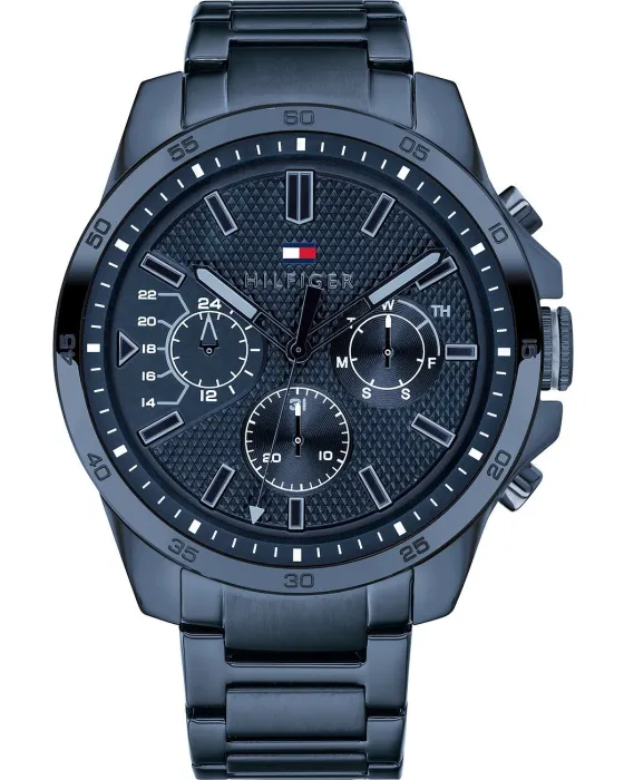 Ανδρικό ρολόι Tommy Hilfiger Decker 1791560, Μπλε καντράν, Μπρασελέ από Ανοξείδωτο ατσάλι