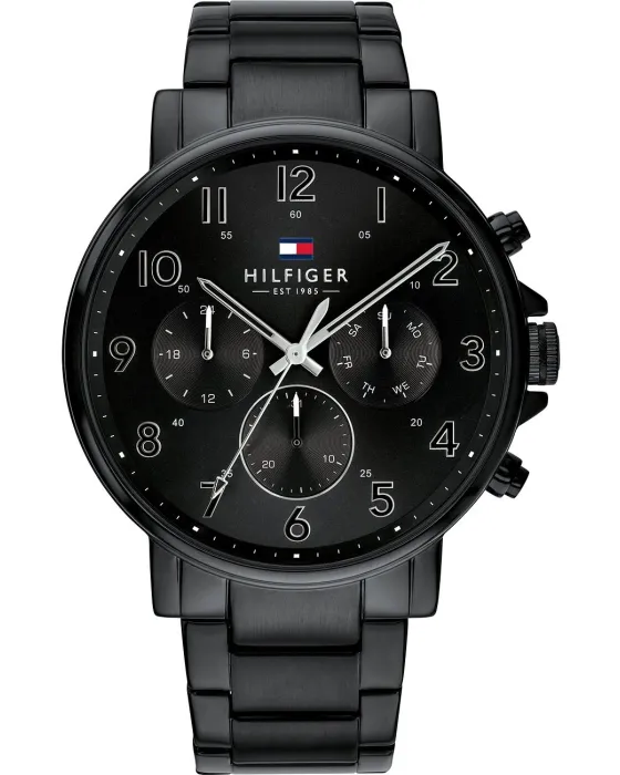 Ανδρικό ρολόι Tommy Hilfiger Daniel Multifunction 1710383, Μαύρο καντράν, Μπρασελέ από Ανοξείδωτο ατσάλι