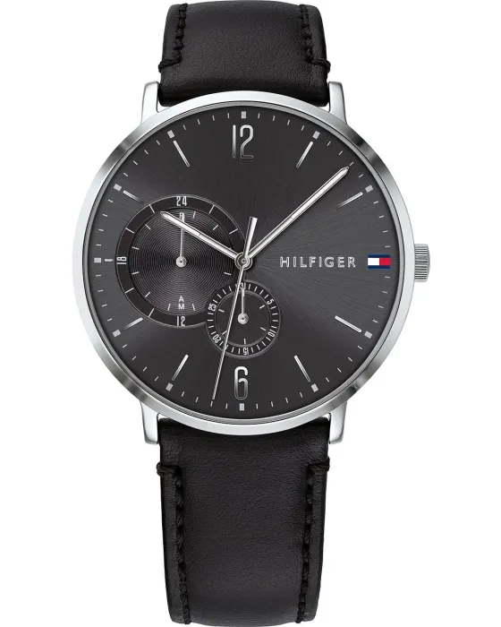 Ανδρικό ρολόι Tommy Hilfiger Brooklyn 1791509, Μαύρο καντράν, Λουρί από Δερμάτινο