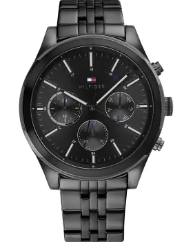 Ανδρικό ρολόι Tommy Hilfiger Ashton 1791738, Μαύρο καντράν, Μπρασελέ από Δερμάτινο