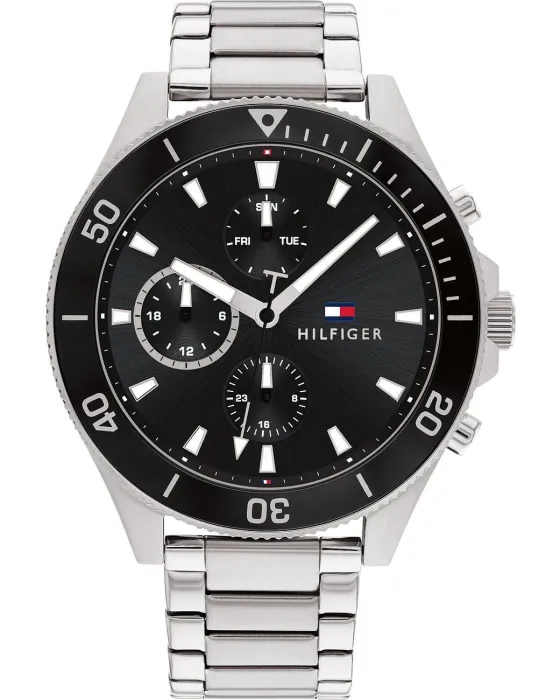 Ανδρικό ρολόι Tommy Hilfiger Larson 1791916, Μαύρο καντράν, Μπρασελέ από Ανοξείδωτο ατσάλι