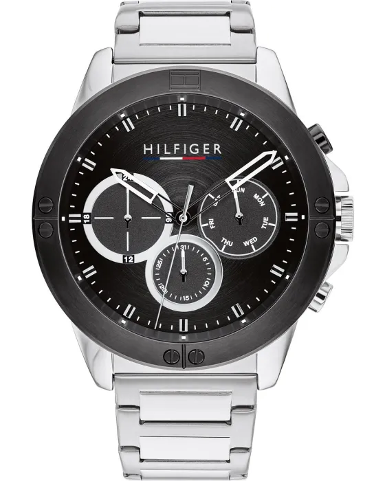 Ανδρικό ρολόι Tommy Hilfiger Harley 1791890, Μαύρο καντράν, Μπρασελέ από Ανοξείδωτο ατσάλι
