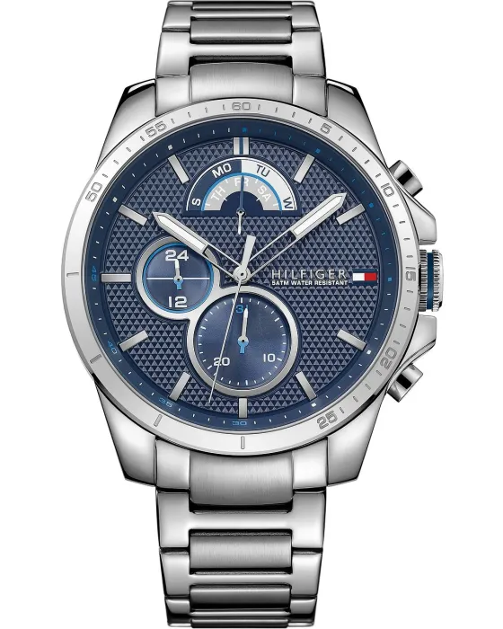 Ανδρικό ρολόι Tommy Hilfiger Decker 1791348, Μπλε καντράν, Μπρασελέ από Ανοξείδωτο ατσάλι