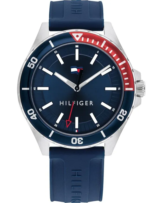 Ανδρικό ρολόι Tommy Hilfiger Logan 1792009, Μπλε καντράν, Λουρί από Καουτσούκ