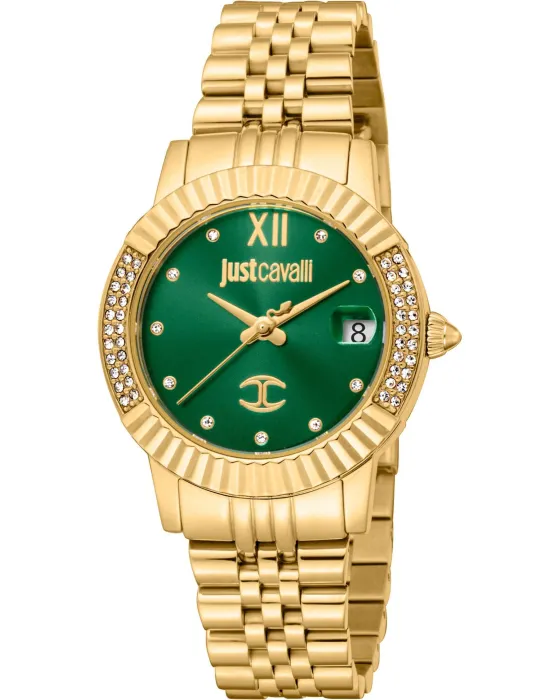 Female watch Just Cavalli Glam Chic JC1L199M0035, Green dial, Bracelet in Stainless Steel