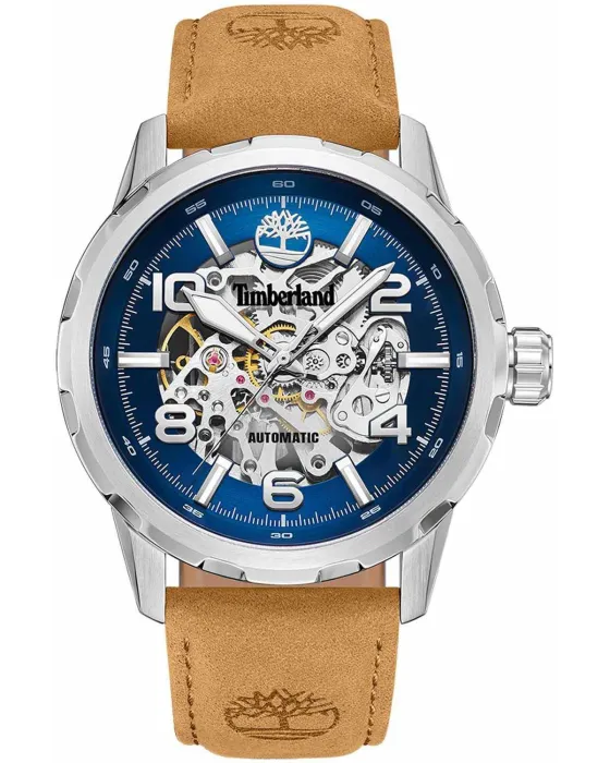 Male watch Timberland Montville Automatic TDWGE0041801, Blue / Silver dial, Strap in Leather