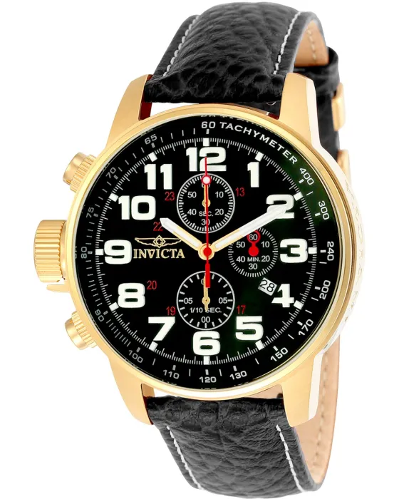Ανδρικό ρολόι Invicta I-Force Chronograph 3330, Μαύρο καντράν, Λουρί από Δερμάτινο