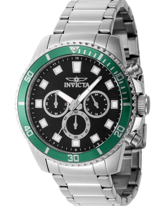 Men's watch Invicta Pro Diver Chronograph 46051, Black dial, Bracelet in Stainless Steel