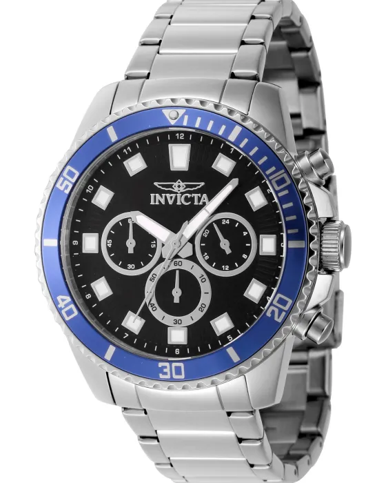 Men's watch Invicta Pro Diver Chronograph 46052, Black dial, Bracelet in Stainless Steel