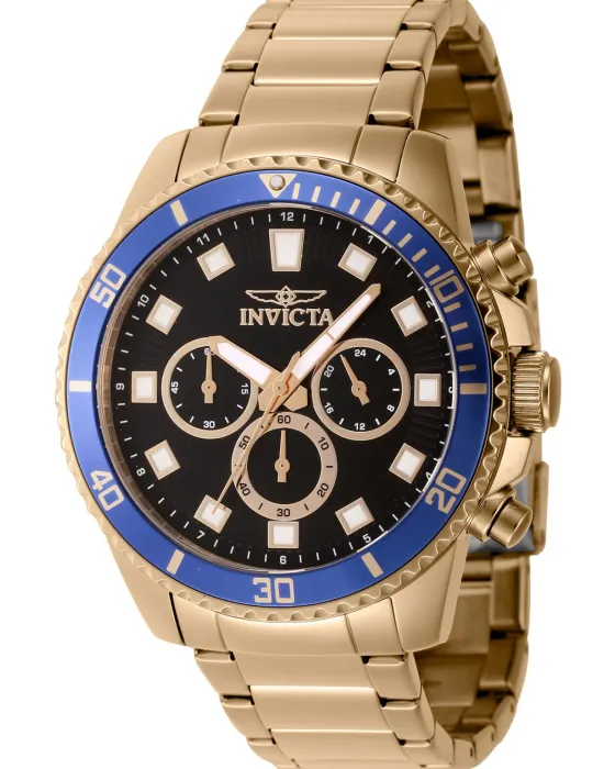 Men's watch Invicta Pro Diver Chronograph 46056, Black dial, Bracelet in Stainless Steel