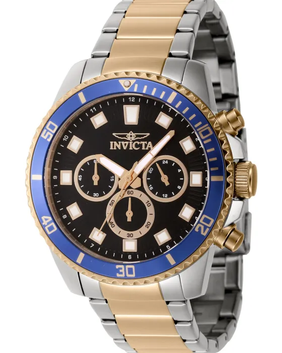 Men's watch Invicta Pro Diver Chronograph 46059, Black dial, Bracelet in Stainless Steel