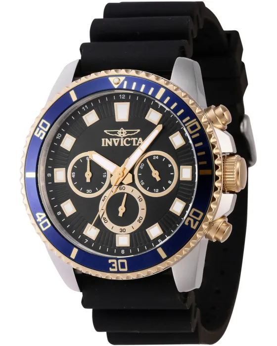 Men's watch Invicta Pro Diver Chronograph 46121, Black dial, Strap in Rubber