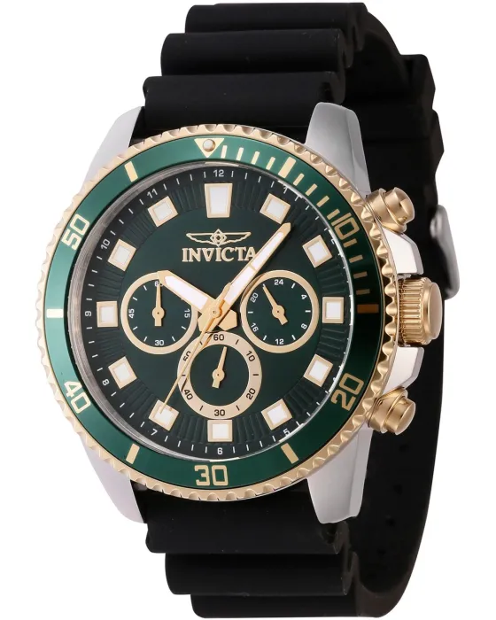 Male watch Invicta Pro Diver Chronograph 46127, Green dial, Strap in Rubber