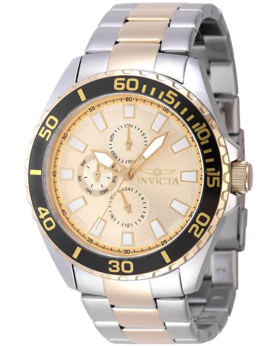 Ανδρικό ρολόι Invicta Pro Diver 47579, Χρυσό καντράν, Μπρασελέ από Ανοξείδωτο ατσάλι