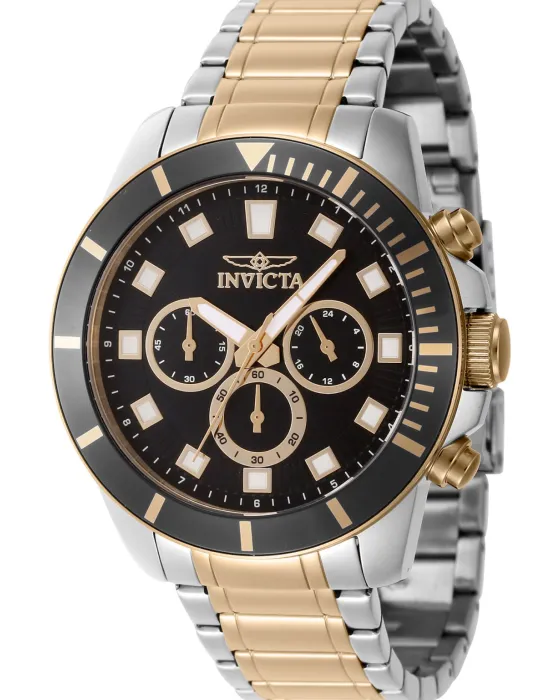 Male watch Invicta Pro Diver Chronograph 46046, Black dial, Bracelet in Stainless Steel