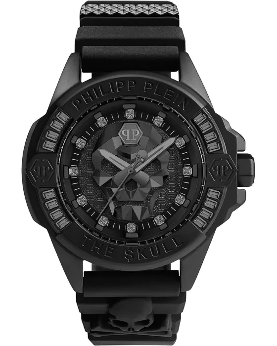 Male watch Philipp Plein The Skull Crystals PWNAA0322, Black dial, Strap in Silicone