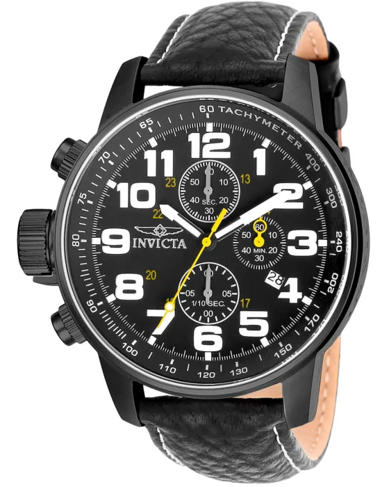Male watch Invicta I-Force Chronograph 3332, Black dial, Strap in Leather