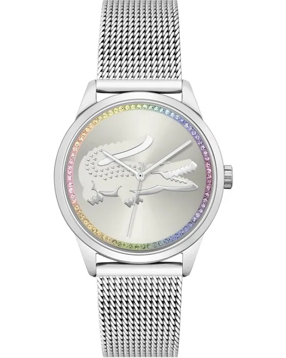 Γυναικείο ρολόι Lacoste Ladycroc 2001259, Ασημί καντράν, Μπρασελέ από Ανοξείδωτο ατσάλι
