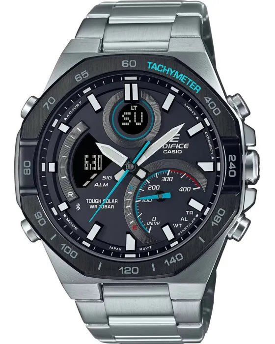 Ανδρικό ρολόι Casio Edifice Solar Smartwatch ECB-950DB-1AEF, Μαύρο καντράν, Μπρασελέ από Ανοξείδωτο ατσάλι