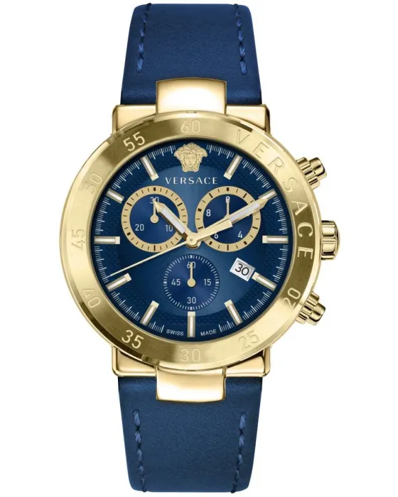 Ανδρικό ρολόι Versace Urban Chronograph VEPY00921, Μπλε καντράν, Λουρί από Δερμάτινο