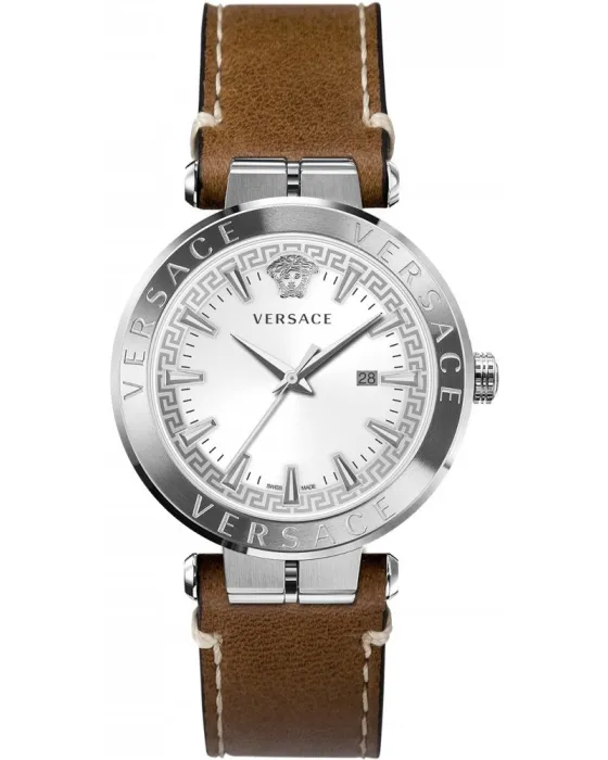Male watch Versace Aion VE2G00121, White dial, Strap in Leather