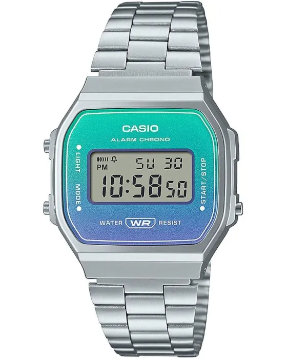 Γυναικείο ρολόι Casio Vintage A168WER-2AEF, Ψηφιακό καντράν, Μπρασελέ από Ανοξείδωτο ατσάλι