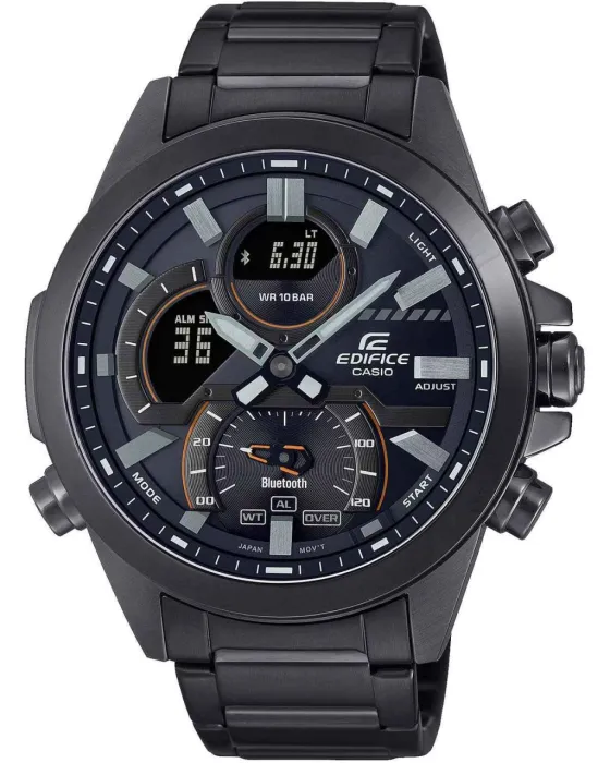 Ανδρικό ρολόι Casio Edifice ECB-30DC-1AEF, Μαύρο καντράν, Μπρασελέ από Ανοξείδωτο ατσάλι
