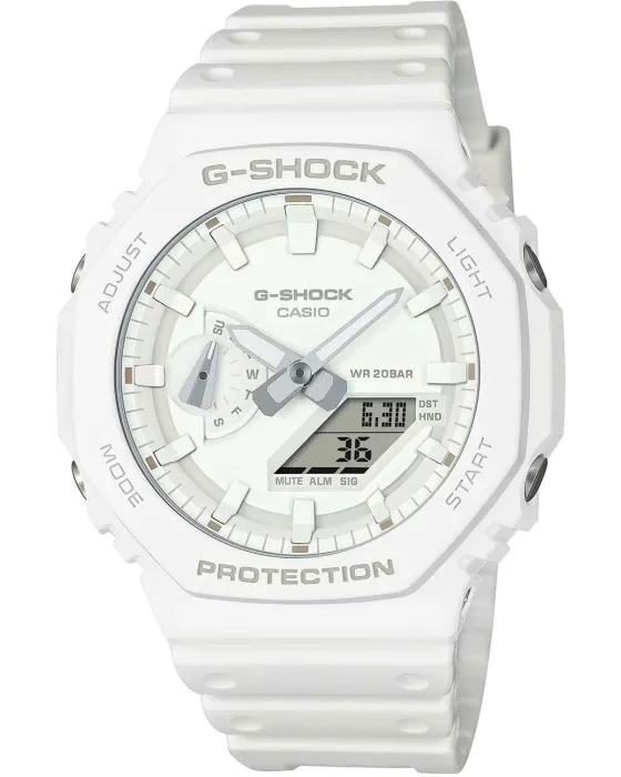 Ανδρικό ρολόι Casio G-Shock GA-2100-7A7ER, Λευκό καντράν, Λουρί από Καουτσούκ