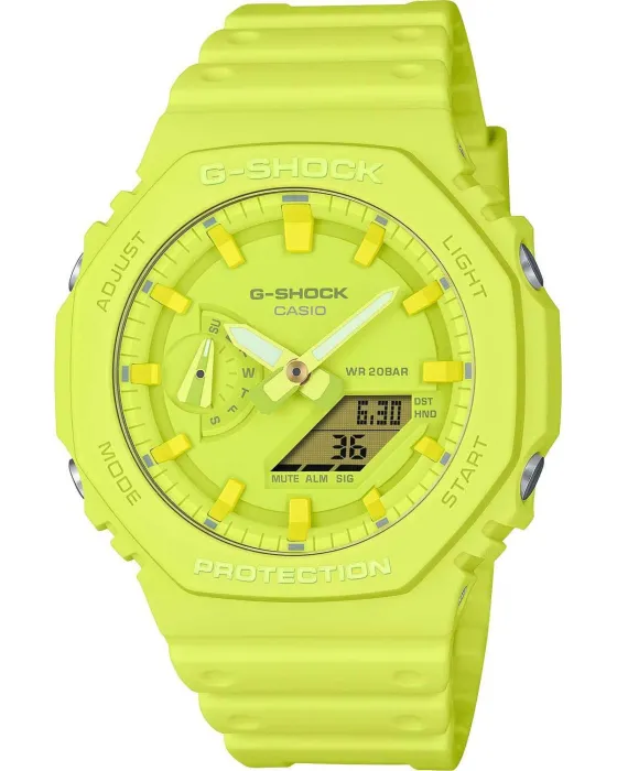 Ανδρικό ρολόι Casio G Shock GA-2100-9A9ER, Κίτρινο καντράν, Λουρί από Καουτσούκ