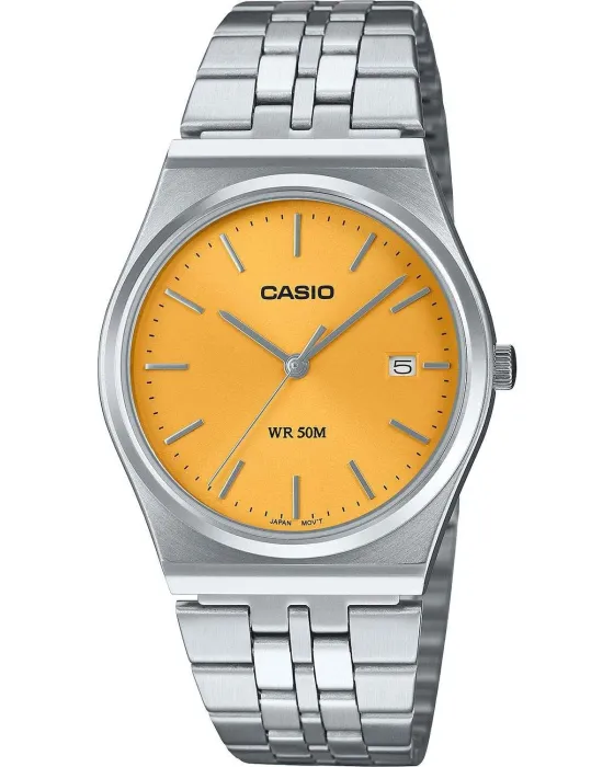 Γυναικείο ρολόι Casio Collection MTP-B145D-9AVEF, Πορτοκαλί καντράν, Μπρασελέ από Ανοξείδωτο ατσάλι