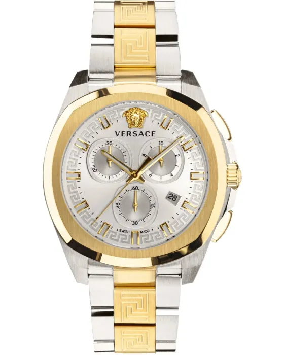 Ανδρικό ρολόι Versace Geo Chronograph VE7CA0823, Ασημί καντράν, Μπρασελέ από Ανοξείδωτο ατσάλι