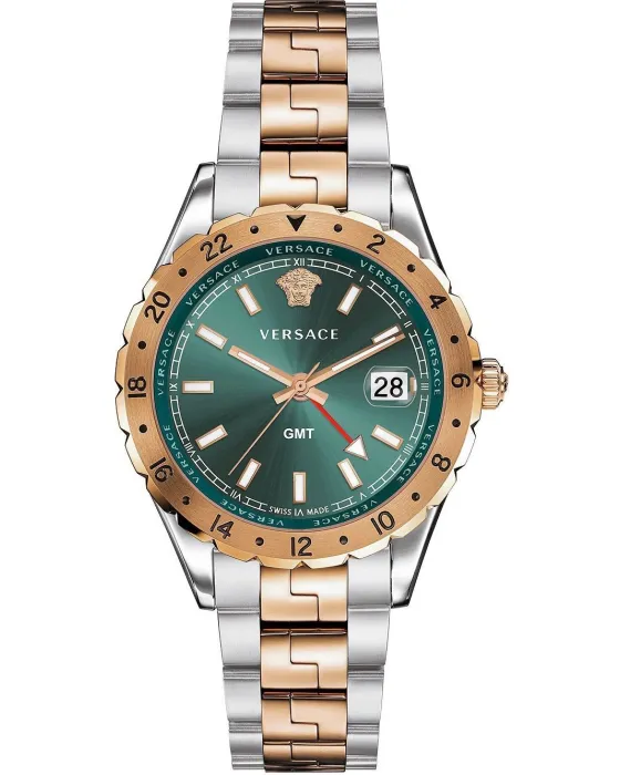 Men's watch Versace Hellenyium GMT V11050016, Green dial, Bracelet in Stainless Steel