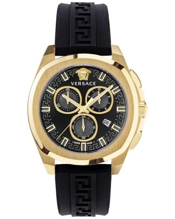 Ανδρικό ρολόι Versace Geo Chronograph VE7CA0423, Μαύρο καντράν, Λουρί από Καουτσούκ
