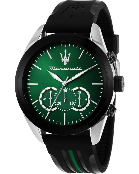 Men's watch Maserati Traguardo Chronograph R8871612043, Green dial, Strap in Rubber
