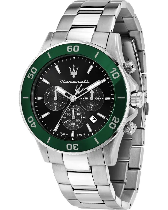 Ανδρικό ρολόι Maserati Competizione Chronograph R8873600008, Μαύρο καντράν, Μπρασελέ από Ανοξείδωτο ατσάλι