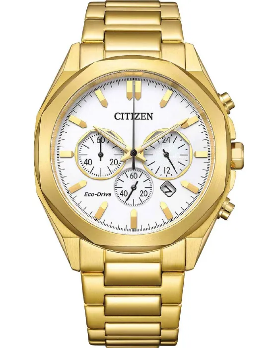 Ανδρικό ρολόι Citizen Eco-Drive Chronograph CA4592-85A, Λευκό καντράν, Μπρασελέ από Ανοξείδωτο ατσάλι
