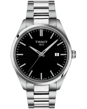 Ανδρικό ρολόι Tissot T-Classic PR100 T1504101105100, Μαύρο καντράν, Μπρασελέ από Ανοξείδωτο ατσάλι