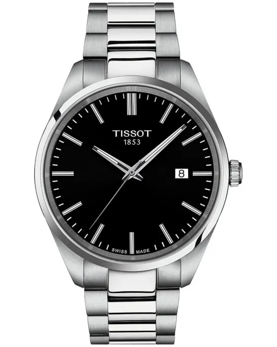 Ανδρικό ρολόι Tissot T-Classic PR100 T1504101105100, Μαύρο καντράν, Μπρασελέ από Ανοξείδωτο ατσάλι