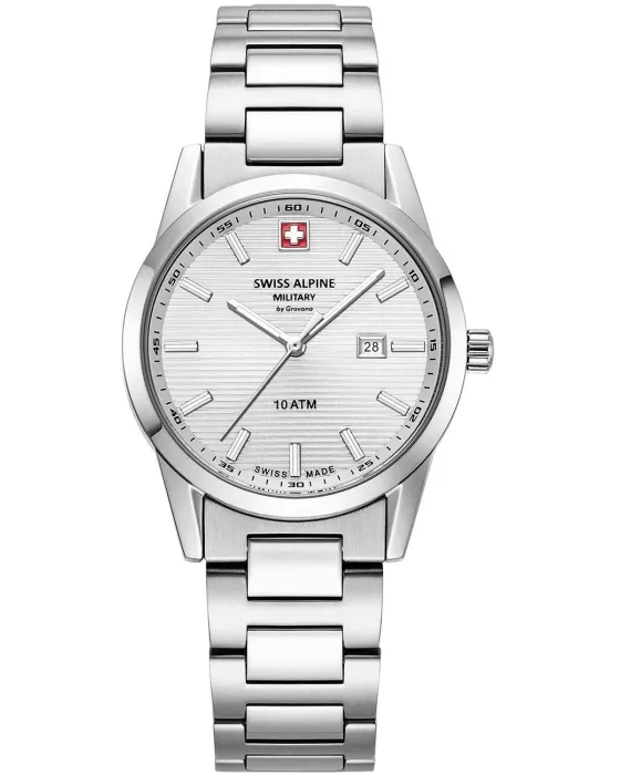 Female watch Swiss Alpine Military by Grovana SAM7767.1132, Silver dial, Bracelet in Stainless Steel