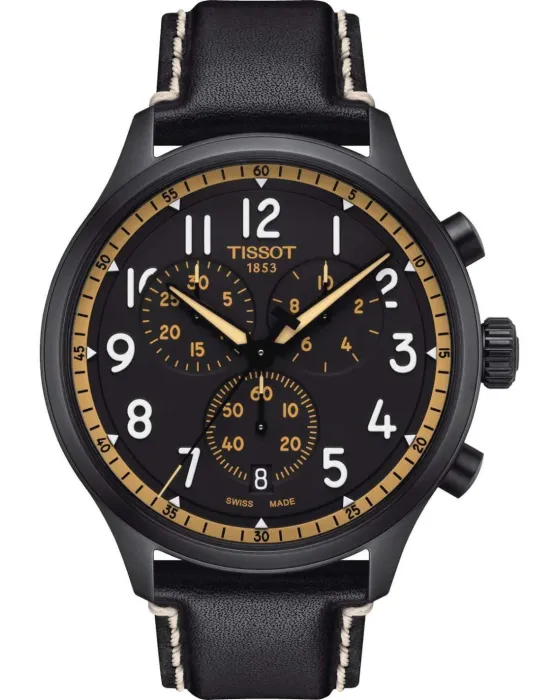 Ανδρικό ρολόι Tissot XL Vintage Chronograph T1166173605202, Μαύρο καντράν, Λουρί από Δερμάτινο