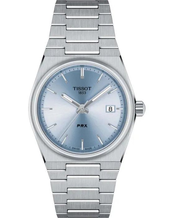 Γυναικείο ρολόι Tissot T-Classic PRX T1372101135100, Γαλάζιο καντράν, Μπρασελέ από Ανοξείδωτο ατσάλι