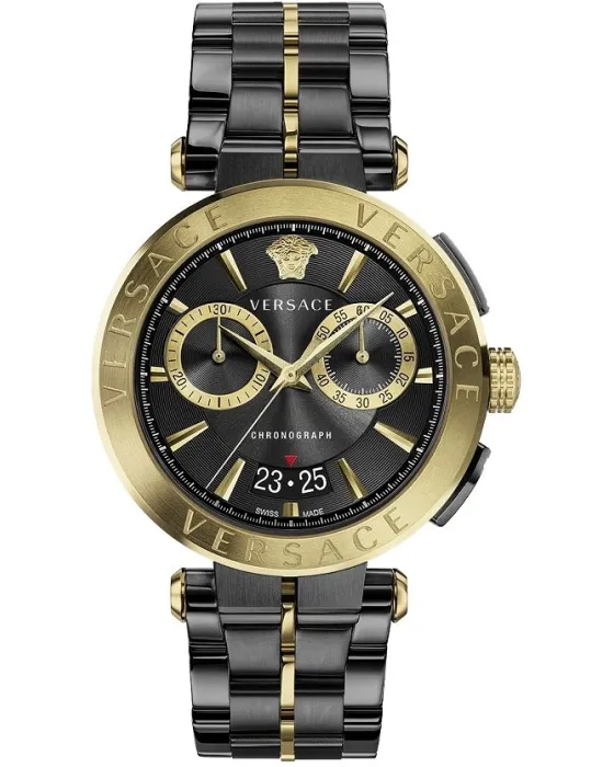 Γυναικείο ρολόι Versace Aion Chronograph VE1D02723, Μαύρο καντράν, Μπρασελέ από Ανοξείδωτο ατσάλι
