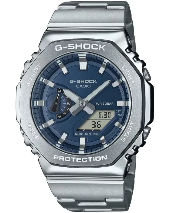 Ανδρικό ρολόι Casio G-Shock GM-2110D-2BER, Μπλε καντράν, Μπρασελέ από Ανοξείδωτο ατσάλι