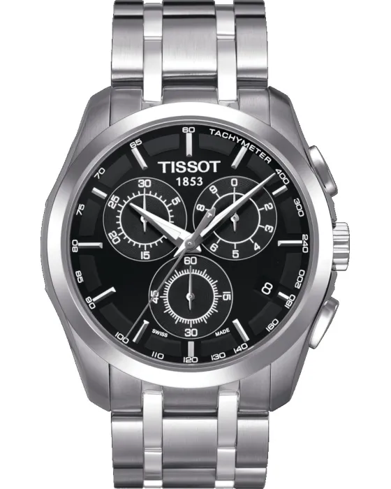 Ανδρικό ρολόι Tissot Trend Couturier Chronograph T0356171105100, Μαύρο καντράν, Μπρασελέ από Ανοξείδωτο ατσάλι