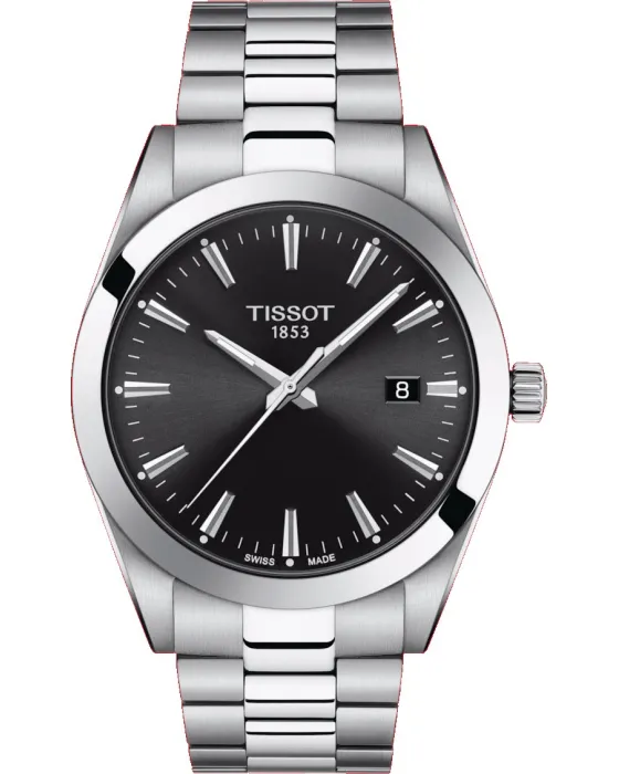 Ανδρικό ρολόι Tissot T-Classic T1274101105100, Μαύρο καντράν, Μπρασελέ από Ανοξείδωτο ατσάλι