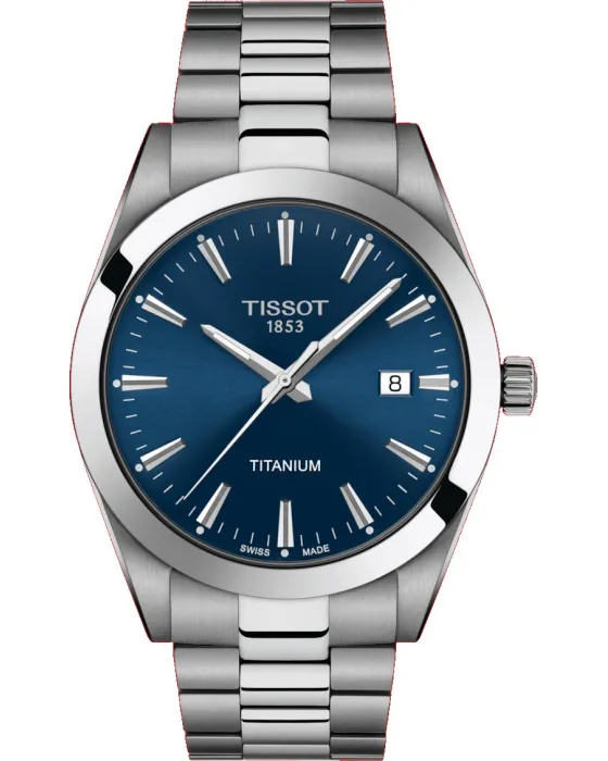 Ανδρικό ρολόι Tissot T-Classic Titanium T1274104404100, Μπλε καντράν, Μπρασελέ από Τιτάνιο